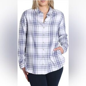 NWT JACHS Girlfriend Women Flannel Shirt, Soft Flannel Purple & White Size L NWT